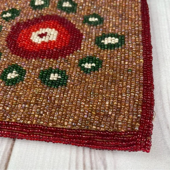 Vintage Moyna Hand Beaded Evening Bag Wristlet Phone Purse Small Sun Seed Pocket - Picture 3 of 12